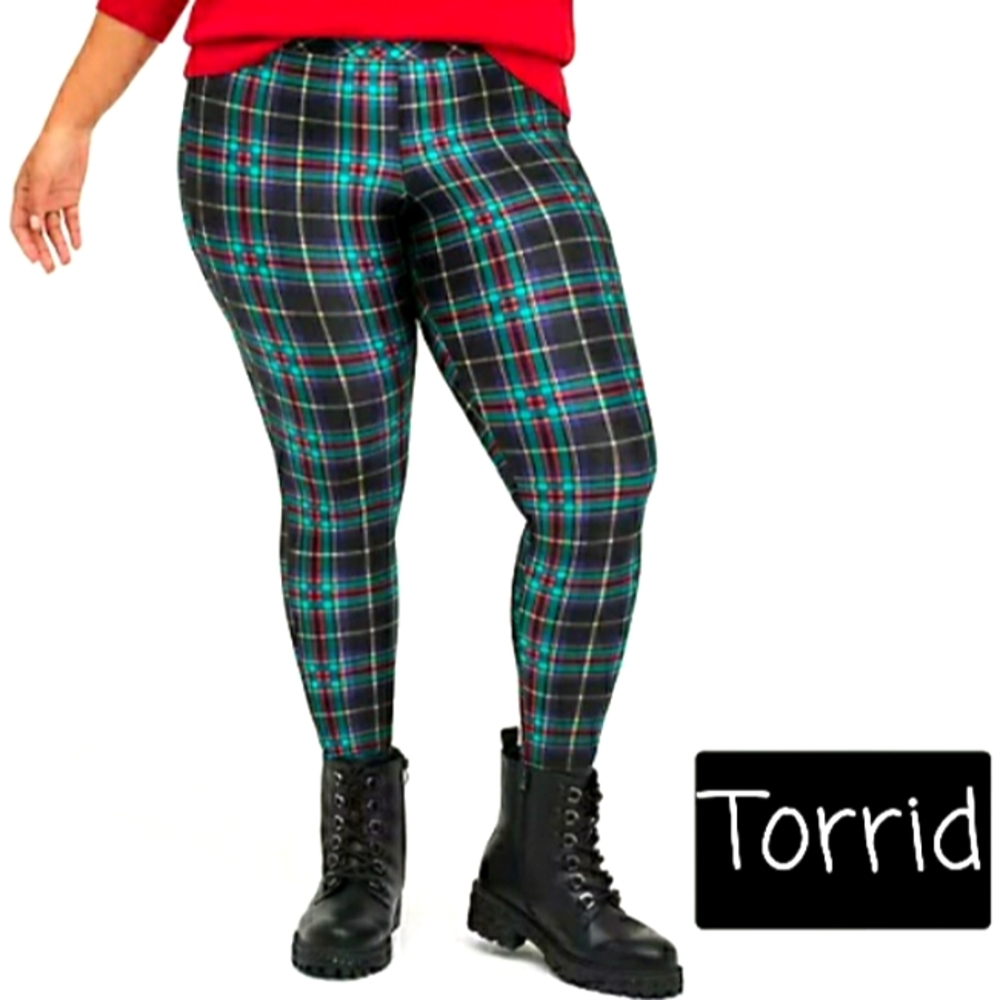 PLATINUM LEGGING - LIQUID TARTAN PLAID Sz 4xl